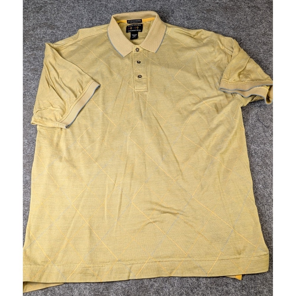 Colours by Alexander Julian Polo Shirt Men's XL 60's 2 Ply Jacquard Green EUC